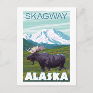 Moose Scene - Skagway, Alaska Briefkaart