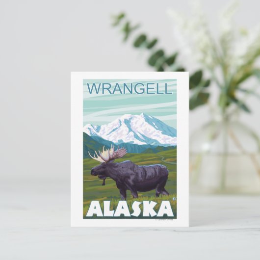 Moose Scene - Wrangell, Alaska Briefkaart (Staand voorkant)