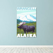 Moose Scene - Wrangell, Alaska Canvas Afdruk (Insitu (Houten vloer))