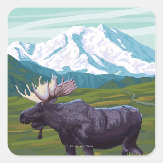 Moose Scene - Wrangell, Alaska Vierkante Sticker (Voorkant)
