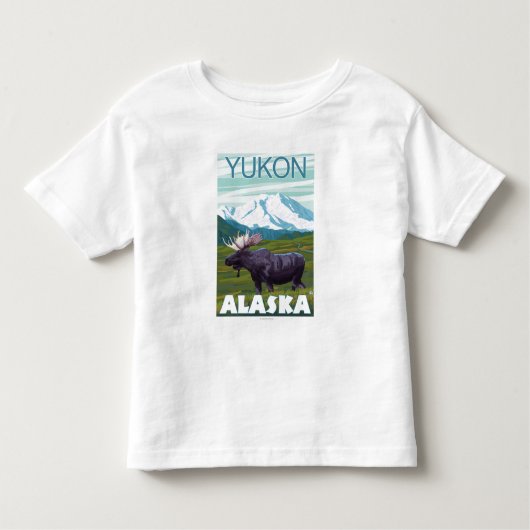 Moose Scene - Yukon, Alaska Kinder Shirts (Voorkant)