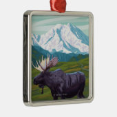Moose Scene - Yukon, Alaska Metalen Ornament (Rechts)