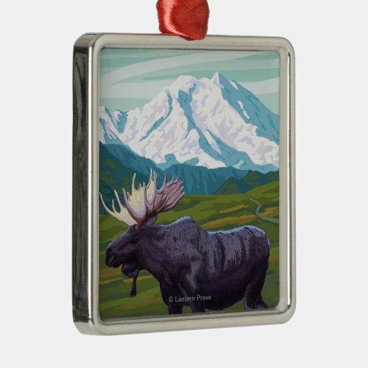 Moose Scene - Yukon, Alaska Metalen Ornament (Rechts)