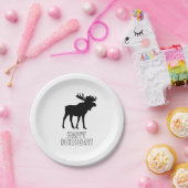 Moose Schilderij Silhouet Wilderness Verjaardag Papieren Bordje (Feest)