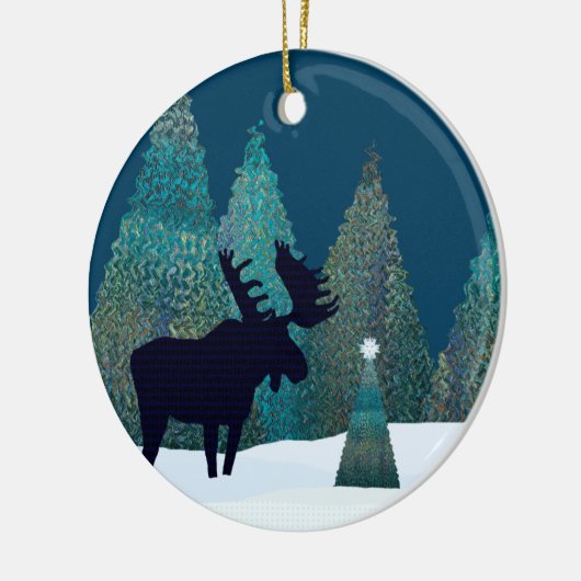 Moose Silent Night Wonder Keramisch Ornament (Links)