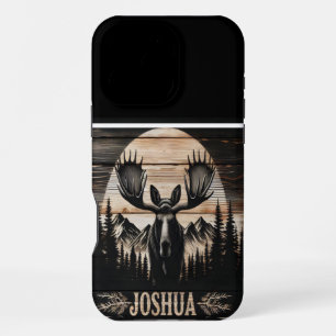 Moose Silhouet houten teken iPhone 16 Pro Max Hoesje