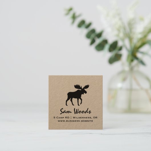 Moose Silhouet | In het wild levende dieren in de  Vierkante Visitekaartje (Staand voorkant)