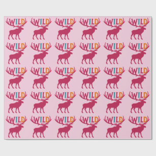 Moose silhouet kunst met wilde gewei typografie cadeaupapier