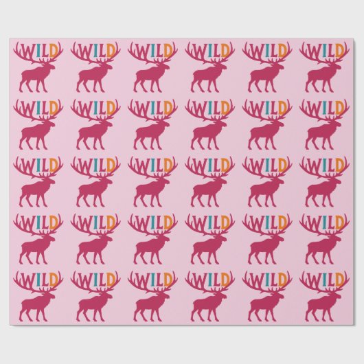 Moose silhouet kunst met wilde gewei typografie cadeaupapier (Vlak)