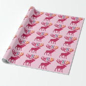 Moose silhouet kunst met wilde gewei typografie cadeaupapier (Uitgerold)
