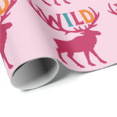 Moose silhouet kunst met wilde gewei typografie cadeaupapier (Rol Hoek)