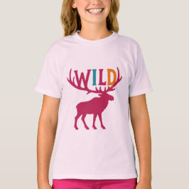 Moose silhouet kunst met wilde gewei typografie t-shirt