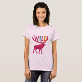 Moose silhouet kunst met wilde gewei typografie t-shirt (Voorkant volledig)