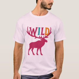 Moose silhouet kunst met wilde gewei typografie t-shirt