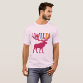 Moose silhouet kunst met wilde gewei typografie t-shirt (Voorkant volledig)