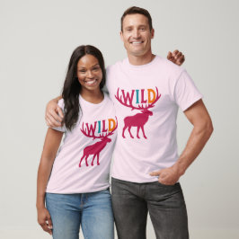 Moose silhouet kunst met wilde gewei typografie t-shirt