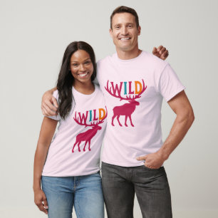 Moose silhouet kunst met wilde gewei typografie t-shirt