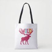 Moose silhouet kunst met wilde gewei typografie tote bag (Voorkant)
