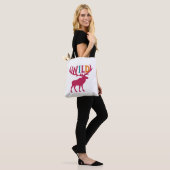 Moose silhouet kunst met wilde gewei typografie tote bag (Op model)