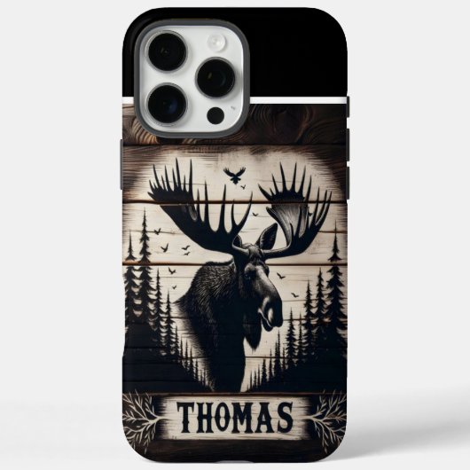 Moose silhouet op hout Case-Mate iPhone case (Achterkant)