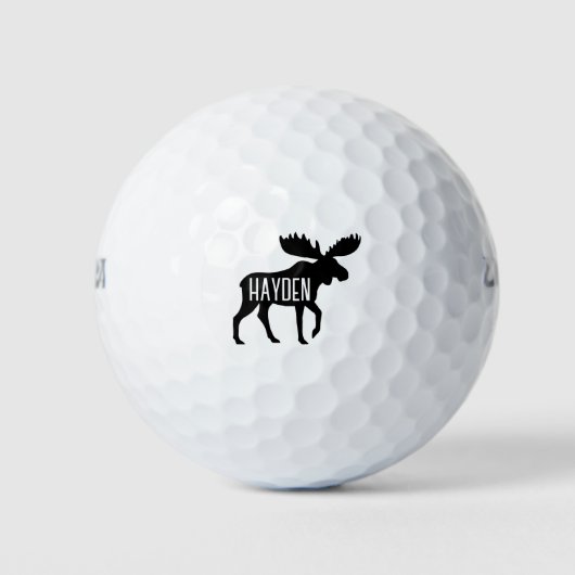 Moose Silhouette Aangepaste naam Wildlife Wild Ani Golfballen (Voorkant)