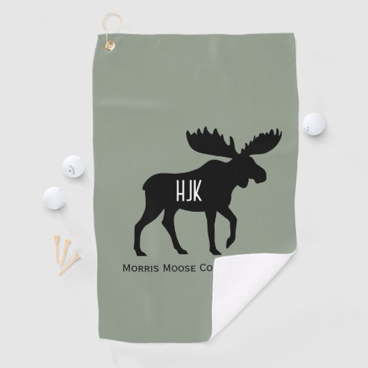 Moose Silhouette Aangepaste naam Wildlife Wild Ani Golfhanddoek (Insitu)