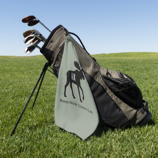 Moose Silhouette Aangepaste naam Wildlife Wild Ani Golfhanddoek (Groen)