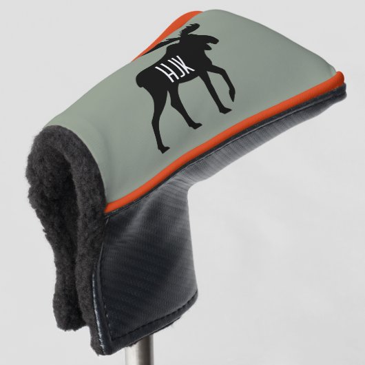 Moose Silhouette Aangepaste naam Wildlife Wild Ani Golfheadcover (3/4 voorkant)