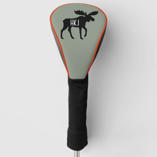 Moose Silhouette Aangepaste naam Wildlife Wild Ani Golfheadcover (Voorkant)