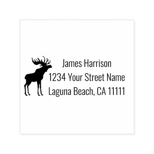 Moose Silhouette Address Self-Inking Stamp Zelfinktende Stempel (Design)
