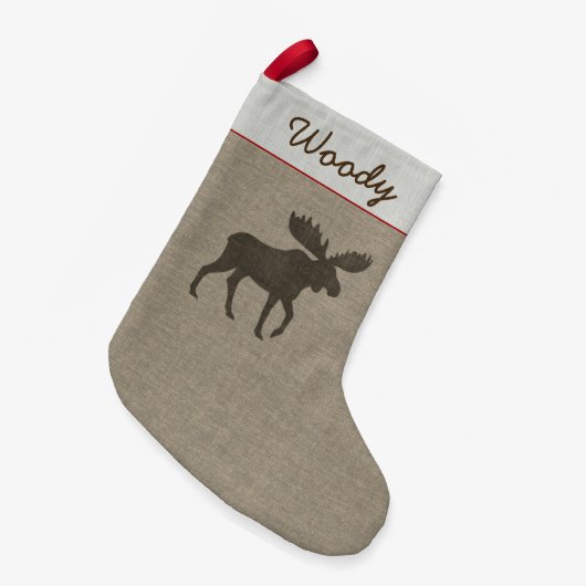 Moose Silhouette Country Wildlife gepersonaliseerd Kleine Kerstsok (Voorkant (Hangend))