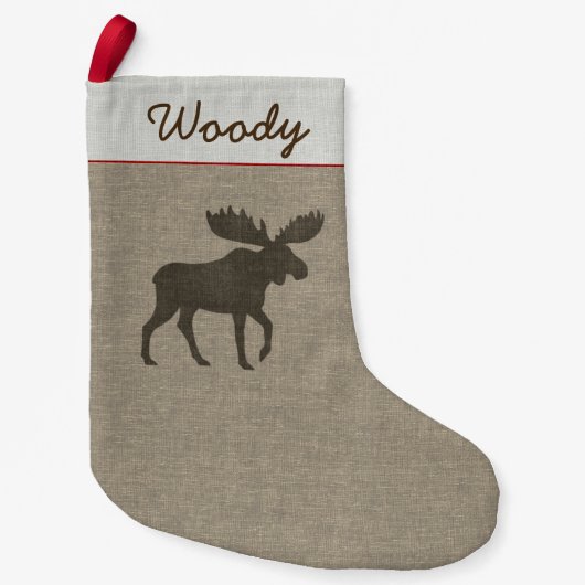 Moose Silhouette Country Wildlife gepersonaliseerd Kleine Kerstsok (Voorkant)