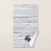 Moose Silhouette Grey Wood Pattern Bath Bad Handdoek (Handdoek)