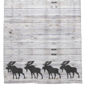 Moose Silhouette Grey Wood Pattern Bath Douchegordijn (Voorkant)