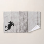 Moose Silhouette Grey Wood Pattern Bath Towel Set Bad Handdoek (Handdoek)