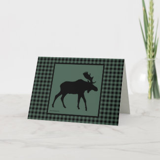 Moose Silhouette Groen en Zwart Check Kaart