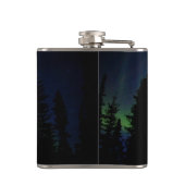 Moose silhouette in Forest Northern Lights Heupfles (Achterkant)