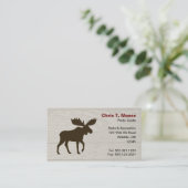 Moose Silhouette met achtergrond van houtstijl Visitekaartje (Staand voorkant)