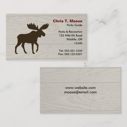 Moose Silhouette met achtergrond van houtstijl Visitekaartje (Voorkant / Achterkant)