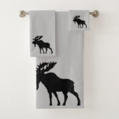 Moose Silhouette op grijs Bad Handdoek (Insitu)