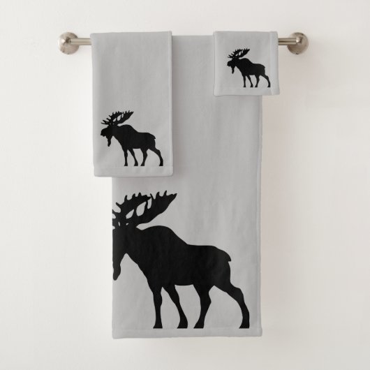 Moose Silhouette op grijs Bad Handdoek (Insitu)