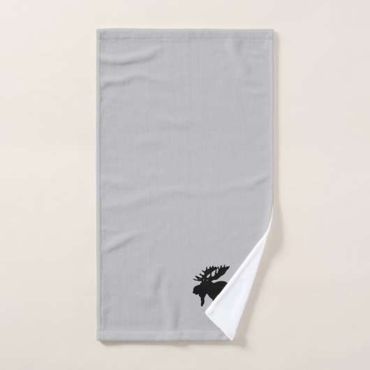 Moose Silhouette op grijs Bad Handdoek (Handdoek)