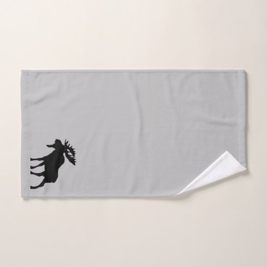 Moose Silhouette op grijs Bad Handdoek (Handdoek)