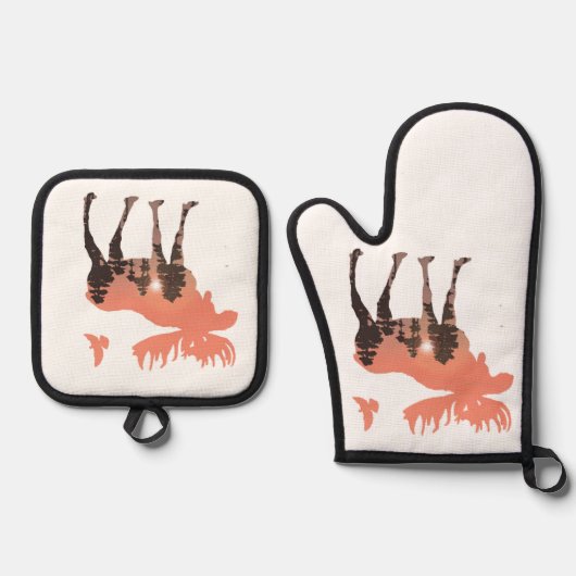 Moose Silhouette Ovenwant & Pannenlap Set (Voorkant)