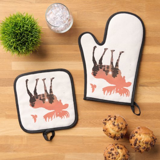 Moose Silhouette Ovenwant & Pannenlap Set (Top down)