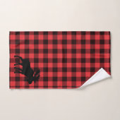 Moose Silhouette Red Black Pset Pattern Bad Handdoek (Handdoek)