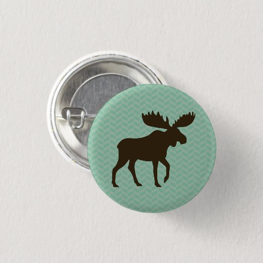 Moose Silhouette Ronde Button 3,2 Cm (Voorkant /achterkant)
