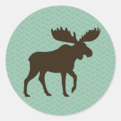 Moose Silhouette Ronde Sticker (Voorkant)