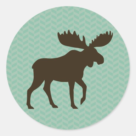 Moose Silhouette Ronde Sticker (Voorkant)