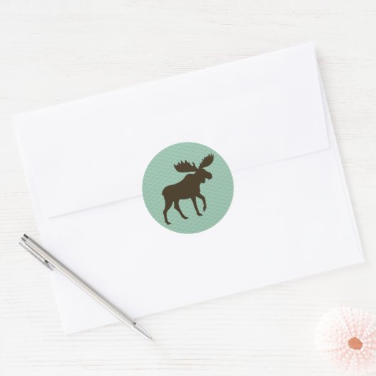 Moose Silhouette Ronde Sticker (Envelop)